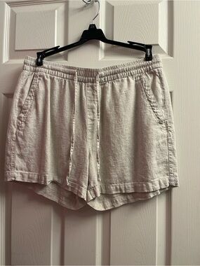 Old Navy Light Beige Drawstring Linen Shorts Large